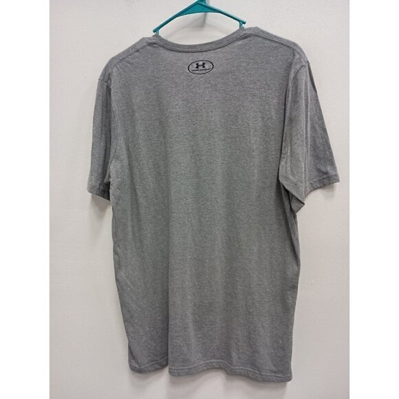 Under Armour Mens T-Shirt Size Medium Gray Graphic Spellout Logo Short Sleeve - Picture 6 of 6